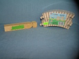 8 piece circle train track set all wood with a train whistle
