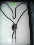 Vintage string tie with large onyx stone