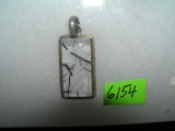 Quality silvertone and Lucite pendant