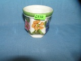 Hand painted floral serving cup signed HP