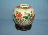 Floral decorated bird and floral decorated spice jar
