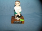 Hand painted porcelain and wood figural bowling trophy