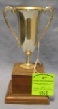 Vintage silver plated presentation trophy on wood base