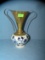 Holland signed blue decorated vase with brass