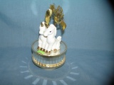 Dual unicorned mirrored music box by Enesco
