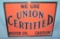 Union certified gas and oil retro style advertising sign