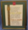 Vintage Scroll and honor award in beautiful gold frame