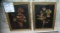 Pair of leaf decorated art pieces both framed