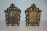 Antique bronze picture frames with antique photos