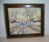 Antique oil on canvas painting signed D. Obrenski