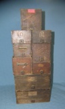 Large group of antique hardware storage boxes