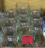 Set of  green art glass drink glasses