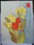 Floral oil on board painting
