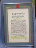 Professionally matted and framed appreciation award