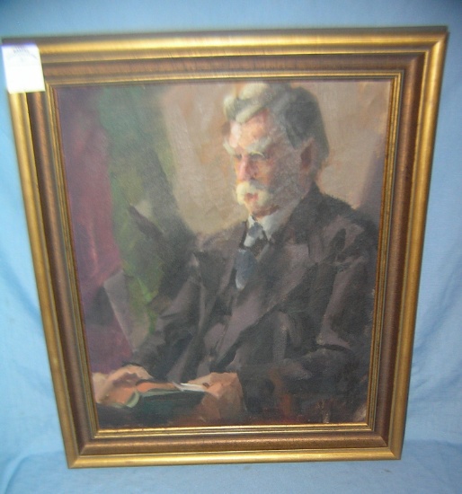 Mark Twain oil on canvas painting framed