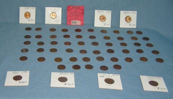 Collection of Lincoln Memorial vintage copper pennies