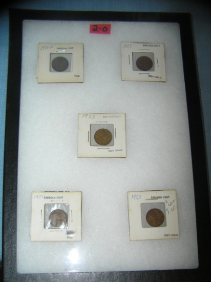 Collection of early Lincoln wheat back pennies