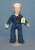 Early rubber and cloth dressed American sailor doll