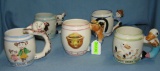 Group of 5 porcelain children's milk mugs