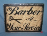 Barber at your service 12 by 16 inches retro style sign