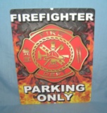 Fire Fighter Parking Only retro style advertising sign