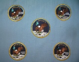 Complete set of five rare hand embroidered Apollo 11 patches