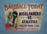 Baseball Today Highlanders Vs. Athletics retro style  sign