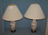 Asian themed fish decorated table lamps