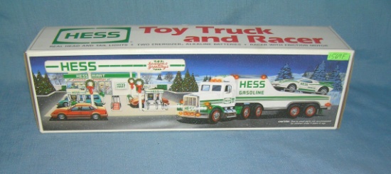 Vintage HESS toy truck and race car