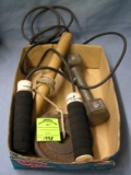 Box of vintage sports equipment