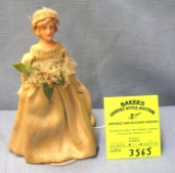 Antique hand painted composition bride doll