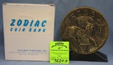 Vintage cast metal zodiac bank Aries