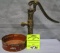 Hand crank water pump and well basin toy