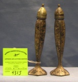 Pair of antique silver plated salt and pepper shakers
