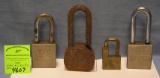 Group of four vintage heavy duty pad locks