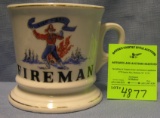 Vintage shaving mug titled fireman