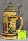 Early German Beer stein with pewter lid