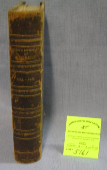 Antique leather bound book Dictionary of Geography