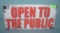 Open to the Public License plate size retro style sign