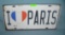 I Love Paris License plate size retro style sign