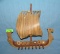 Hand made wooden Viking ship