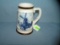 Delftware signed blue windmill decorative beer stein