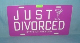 Just divorced License plate size retro style sign