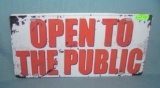 Open to the Public License plate size retro style sign