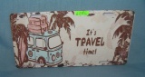Volkswagen it's Travel Time License plate size retro sign