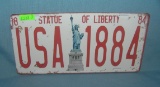 Statue of Liberty USA License plate size retro sign