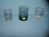Group of 3 advertising heavy glass glasses