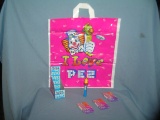 Vintage PEZ Candy containers, group of PEZ candies w/ original box, advertising PEZ bag