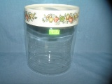 Vintage vegetable decorated large size glass container