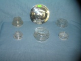 Glass, chrome and plastic candy jar and storage jar lids